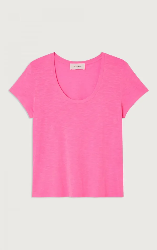 American Vintage Short Sleeve TShirts Women TShirt Jacksonville Fluo Pink American Vintage Short Sleeve TShirts Women TShirt Jacksonville Fluo Pink