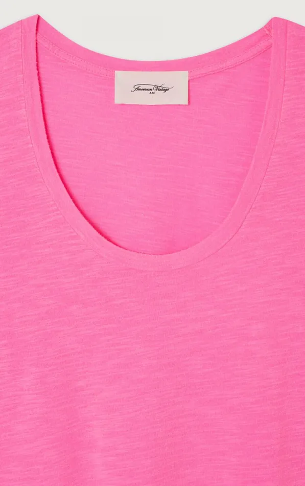 American Vintage Short Sleeve TShirts Women TShirt Jacksonville Fluo Pink American Vintage Short Sleeve TShirts Women TShirt Jacksonville Fluo Pink