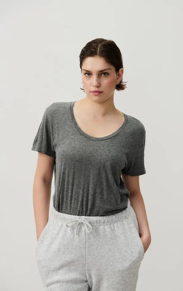 American Vintage Short Sleeve TShirts Women TShirt Jacksonville Melange Charcoal