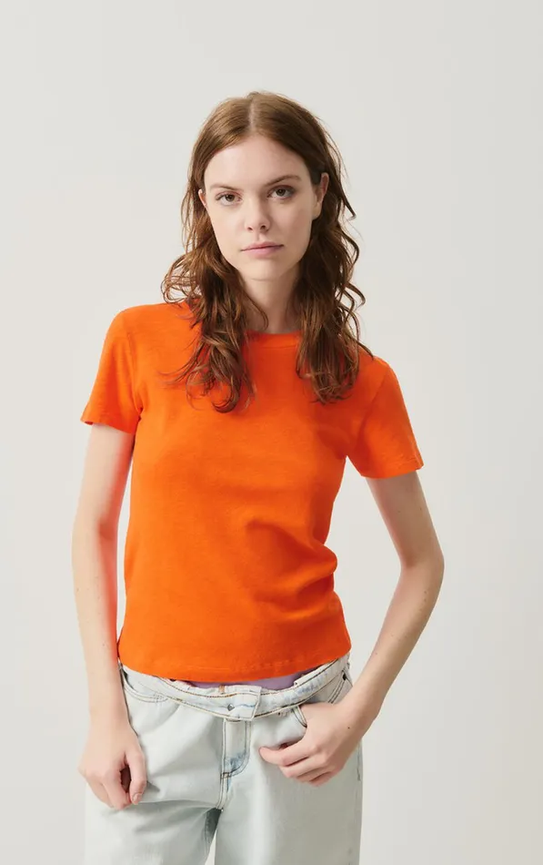 American Vintage Short Sleeve TShirts Women TShirt Sonoma Orange Vintage