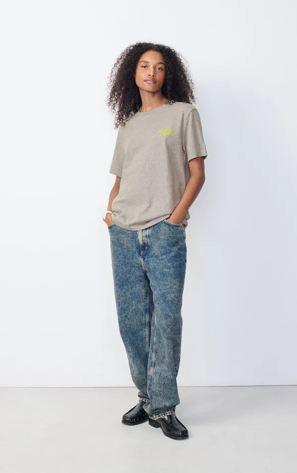 American Vintage Short Sleeve TShirts Women TShirt Ykobow Heather Grey Print Yellow American Vintage Short Sleeve TShirts Women TShirt Ykobow Heather Grey Print Yellow