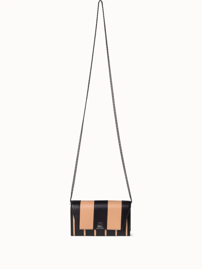 Anouk Envelope Bag In Leather Stripes Blackcordage Women Akris Shoulder Bags