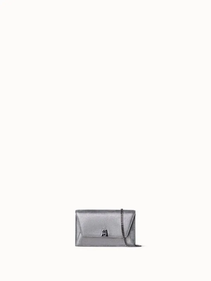Anouk Envelope Bag In Leather With Lizard Lam Finish Inox Women Akris Mini Bags
