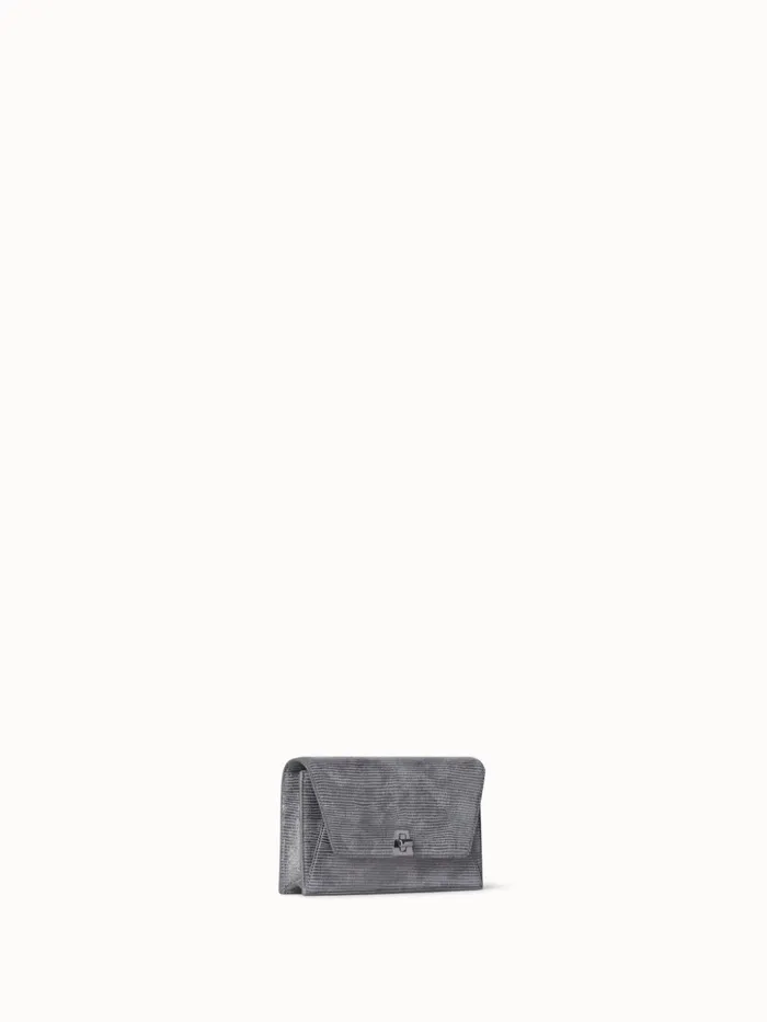 Anouk Envelope Bag In Leather With Lizard Lam Finish Inox Women Akris Mini Bags
