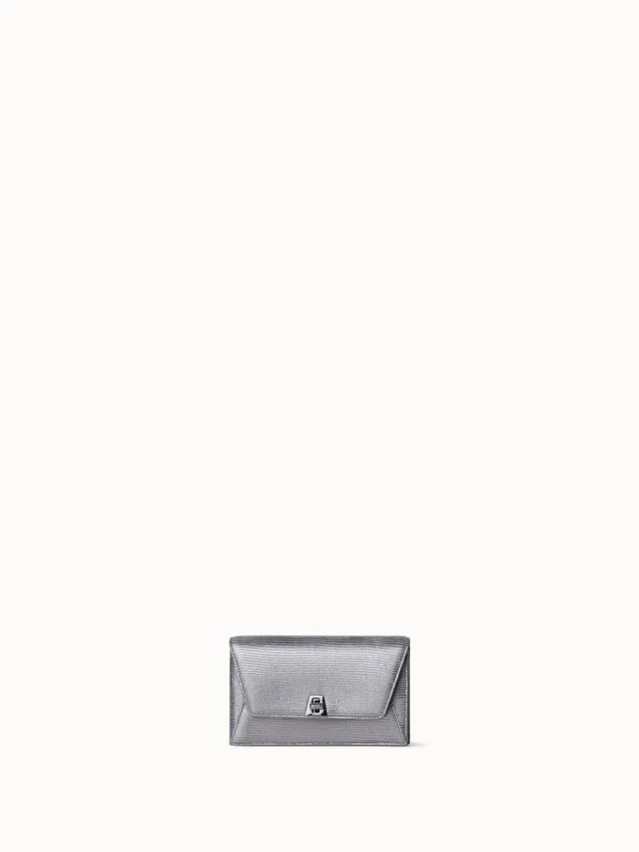 Anouk Envelope Bag In Leather With Lizard Lam Finish Inox Women Akris Mini Bags