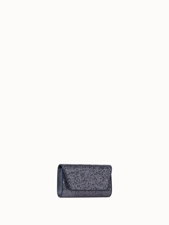 Anouk Mini Clutch In Sequins With Leather Trim Inox Women Akris Mini Bags