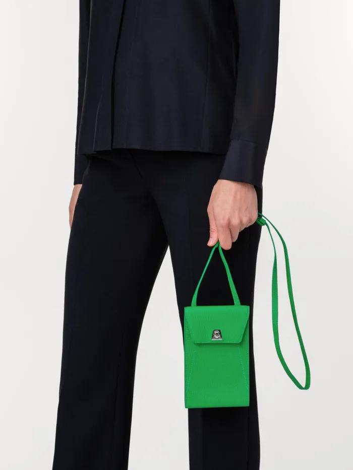 Anouk Phone Pouch In Cervocalf Leather Bamboo Women Akris Phone Pouch
