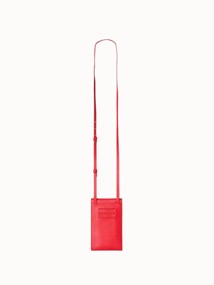 Anouk Phone Pouch In Cervocalf Leather Scarlet Women Akris Phone Pouch