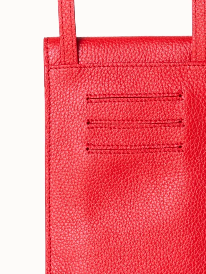 Anouk Phone Pouch In Cervocalf Leather Scarlet Women Akris Phone Pouch
