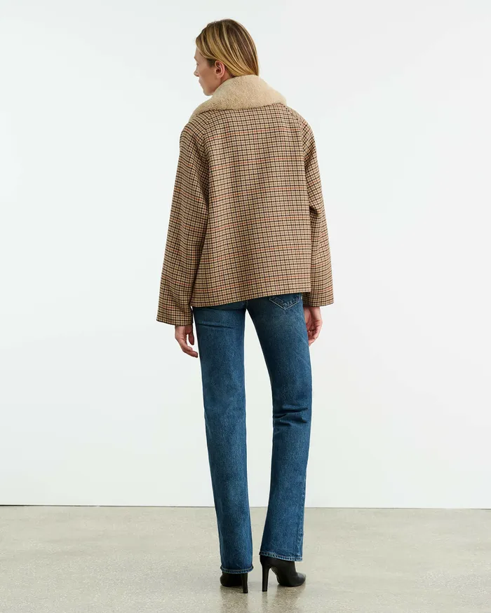 APOLIN PARKA Large Oak Check Coats and Outerwear Nili Lotan Women