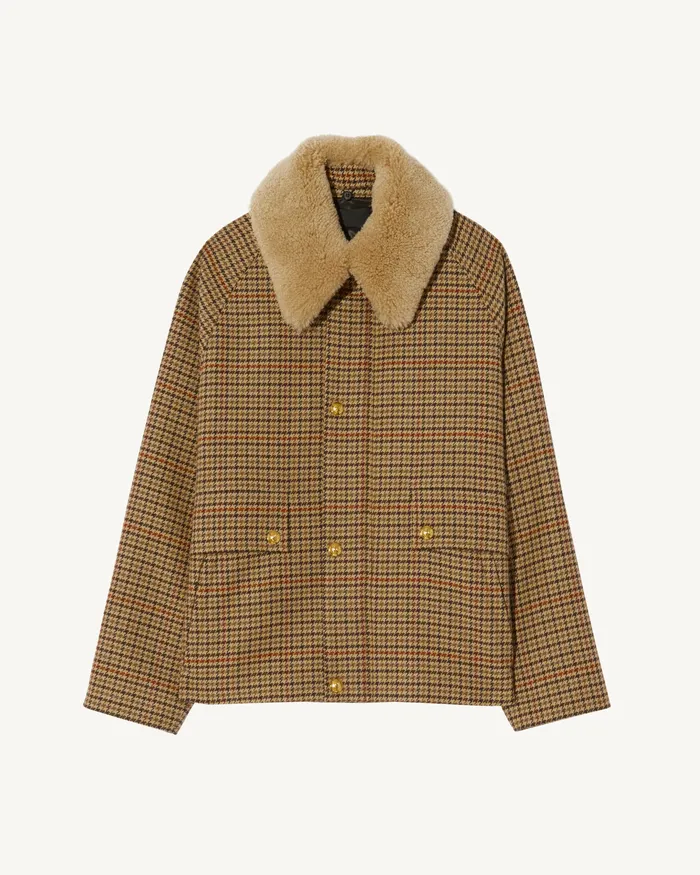 APOLIN PARKA Large Oak Check Coats and Outerwear Nili Lotan Women