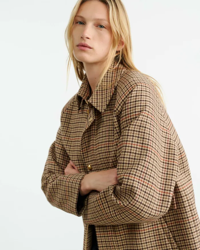 APOLIN PARKA Large Oak Check Coats and Outerwear Nili Lotan Women