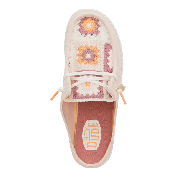 Apparel heydude Wendy Slip Cottage Crochet Pale PinkMulti Mules