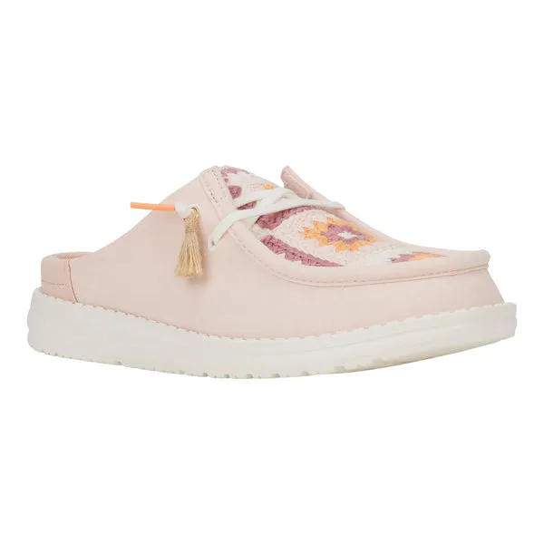 Apparel heydude Wendy Slip Cottage Crochet Pale PinkMulti Mules