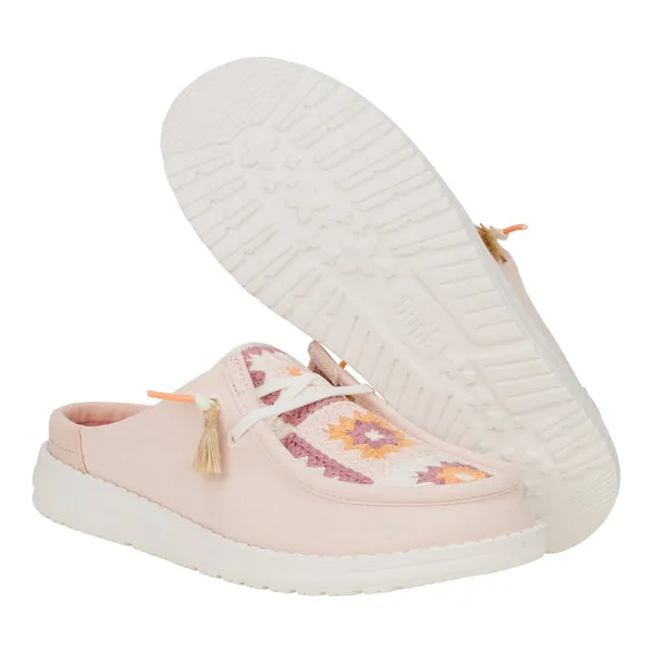 Apparel heydude Wendy Slip Cottage Crochet Pale PinkMulti Mules
