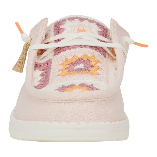 Apparel heydude Wendy Slip Cottage Crochet Pale PinkMulti Mules