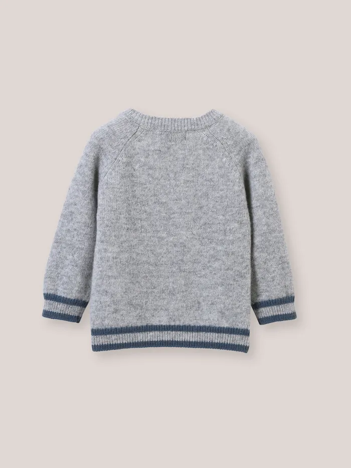 Baby Cyrillus Baby Boy Wool CarMotif Sweater Gris Chine Clair