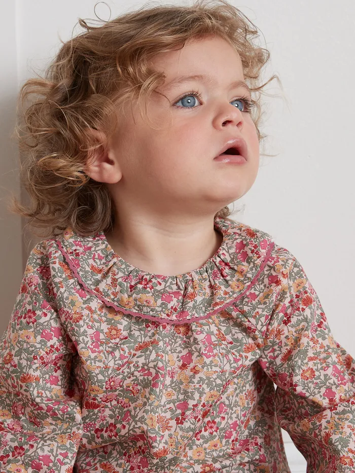 Baby Cyrillus Baby Girl Babingdon Motif Blouse Made With Liberty Fabric Lib Babington Rose