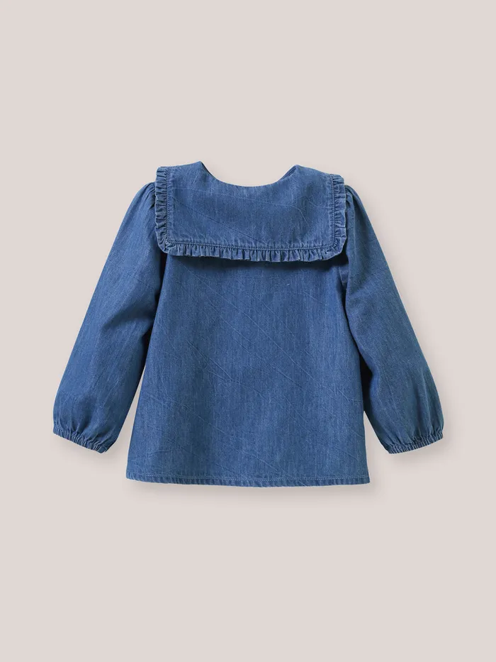 Baby Cyrillus Baby Girl Lightweight Denim Blouse Denim Bleu