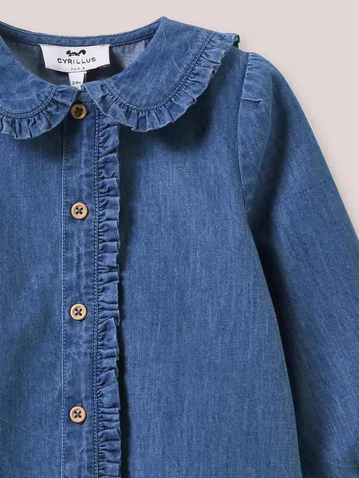 Baby Cyrillus Baby Girl Lightweight Denim Blouse Denim Bleu