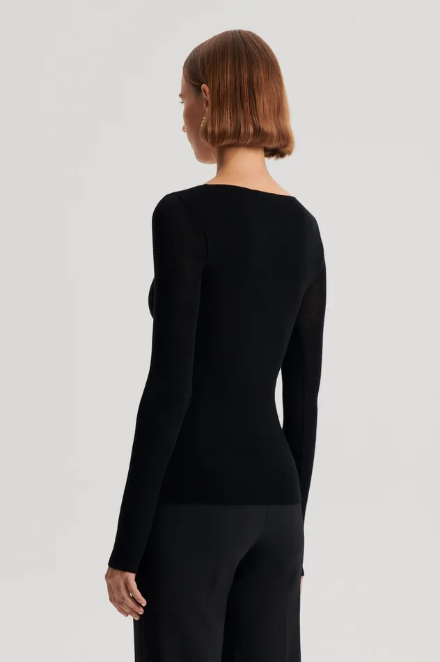 Babywool Scanlan Theodore Women BABYWOOL SCOOP NECK BLACK ALL Babywool Scanlan Theodore Women BABYWOOL SCOOP NECK BLACK ALL