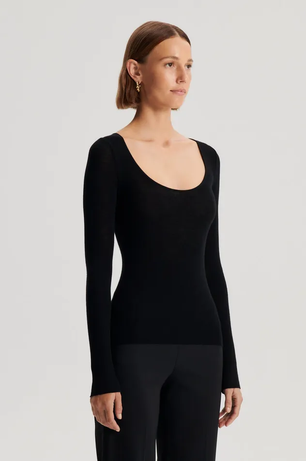 Babywool Scanlan Theodore Women BABYWOOL SCOOP NECK BLACK ALL Babywool Scanlan Theodore Women BABYWOOL SCOOP NECK BLACK ALL