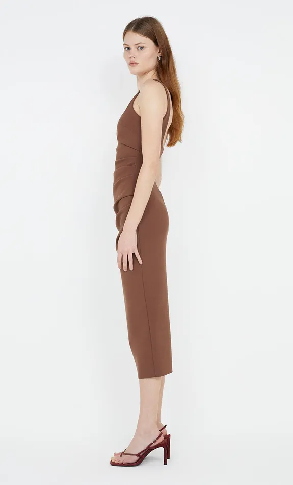 Bec Bridge Dresses KARINA TUCK MIDI DRESS Chocolate 8211 Women