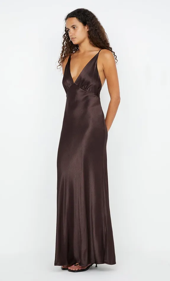 Bec Bridge Dresses MOON DANCE V MAXI DRESS Dark Chocolate 8211 Women