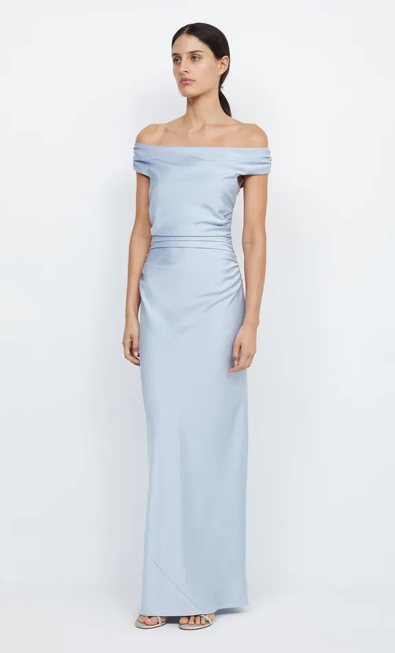 Bec Bridge Event Wear Dresses ETERNITY OFF SHOULDER MAXI Dusty Blue 8211 Women