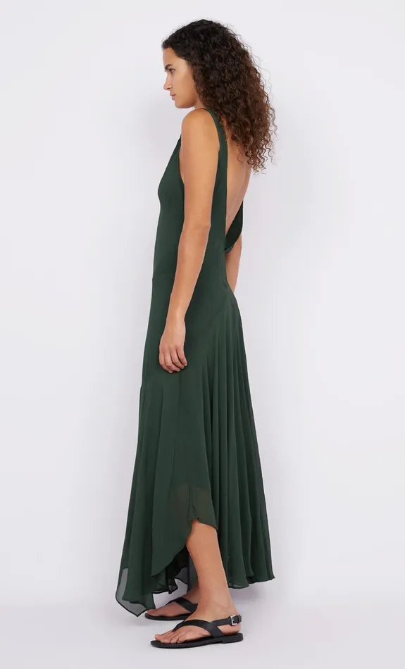 Bec Bridge Event Wear Dresses ISOLDE V NECK DRESS Bottle Green 8211 Women