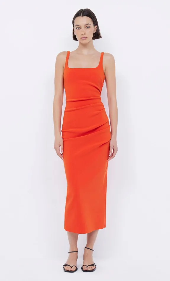 Bec Bridge Event Wear Dresses KARINA TUCK MIDI DRESS Fire Red 8211 Women