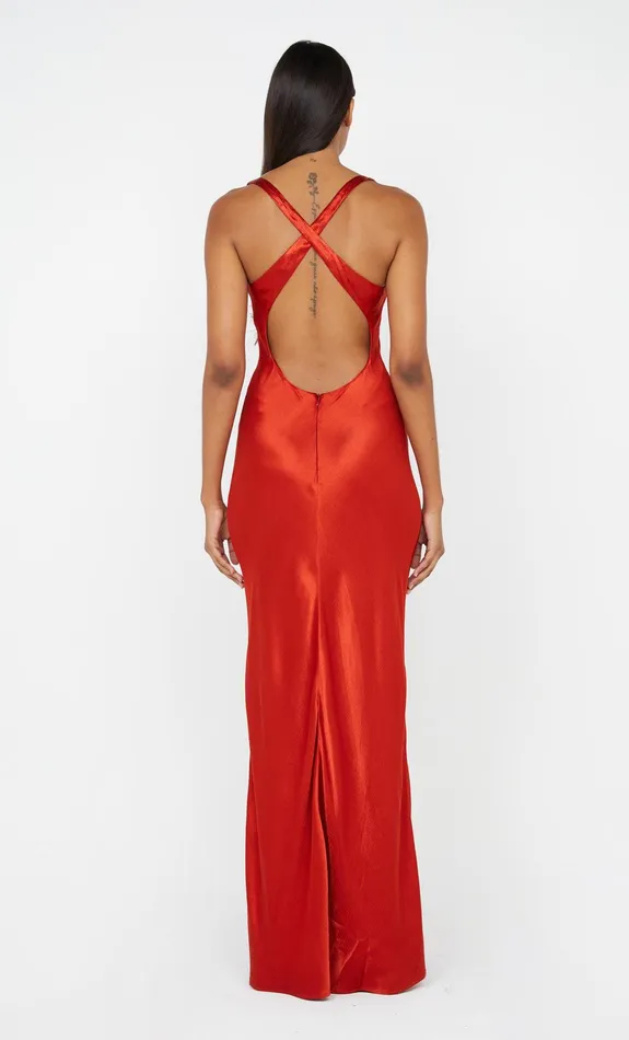 Bec Bridge Event Wear Dresses MAXINA CROSSOVER DRESS Crimson 8211 Women