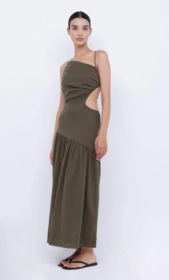 Bec Bridge Maxi Dresses CALYPSO ASYM MAXI DRESS Olive Green 8211 Women
