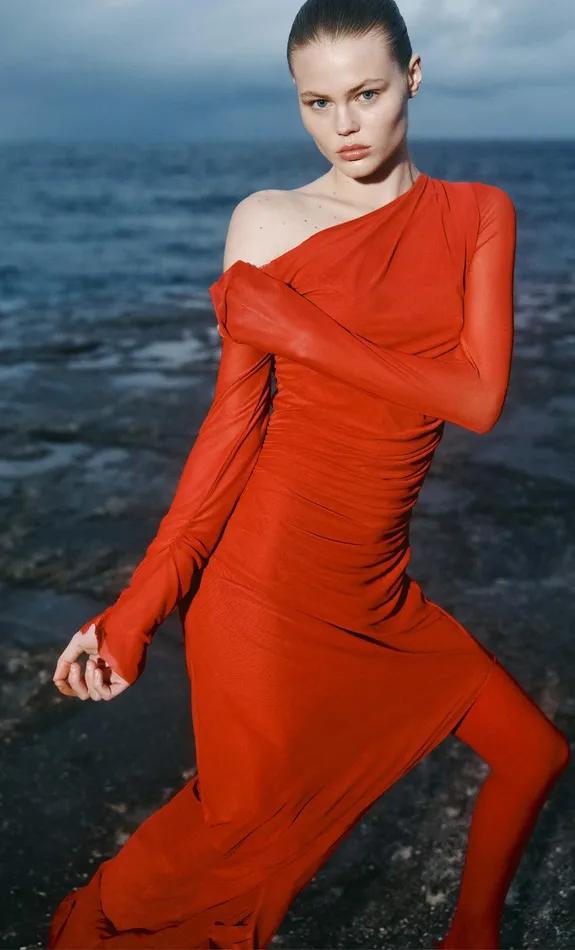Bec Bridge Maxi Dresses FAE ASYM LONG SLEEVE DRESS Rouge 8211 Women