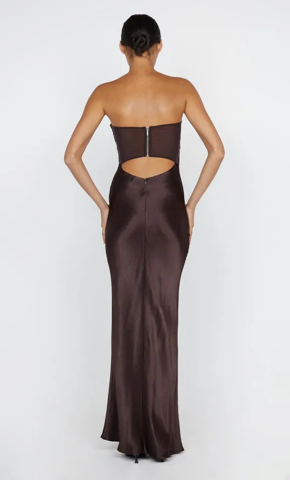 Bec Bridge Maxi Dresses HALLE STRAPLESS DRESS Chocolate 8211 Women