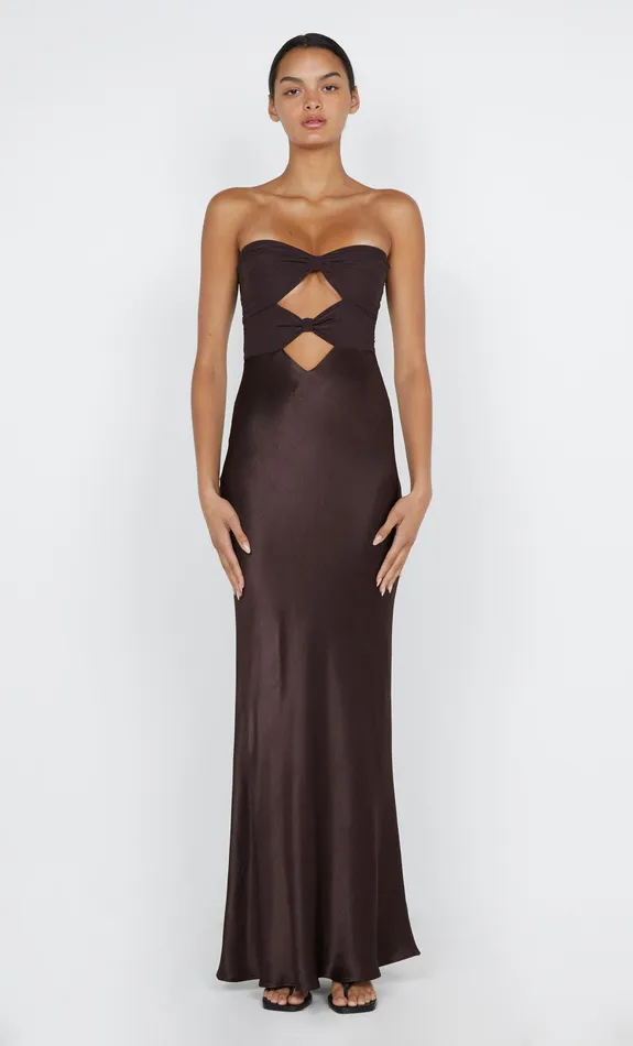 Bec Bridge Maxi Dresses HALLE STRAPLESS DRESS Chocolate 8211 Women