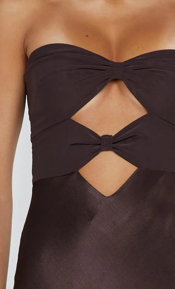 Bec Bridge Maxi Dresses HALLE STRAPLESS DRESS Chocolate 8211 Women