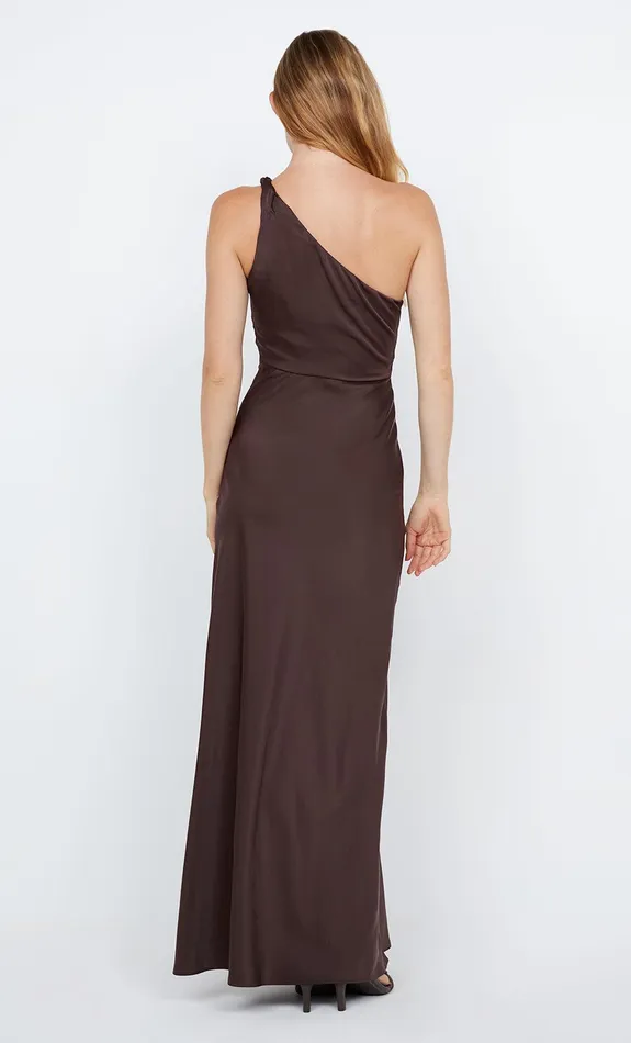 Bec Bridge Maxi Dresses LUNETTA ASYM DRESS Dark Chocolate 8211 Women