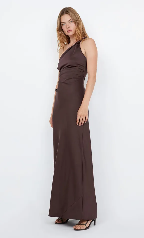 Bec Bridge Maxi Dresses LUNETTA ASYM DRESS Dark Chocolate 8211 Women