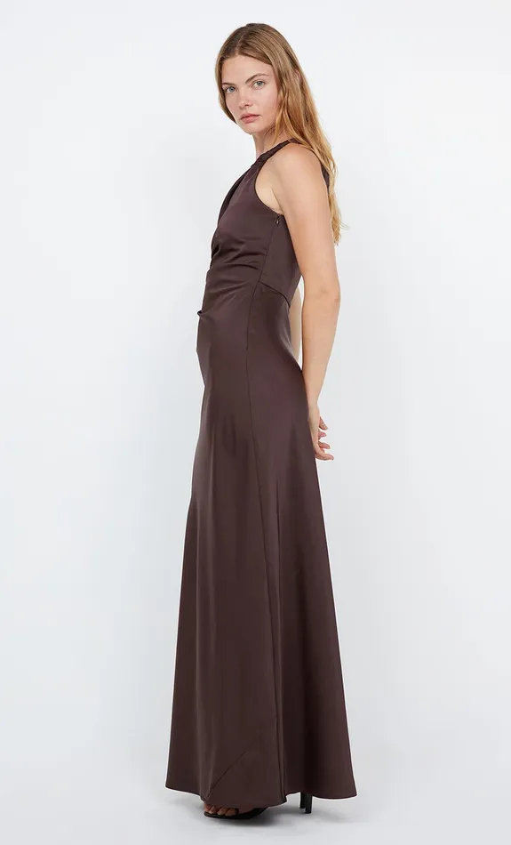 Bec Bridge Maxi Dresses LUNETTA ASYM DRESS Dark Chocolate 8211 Women