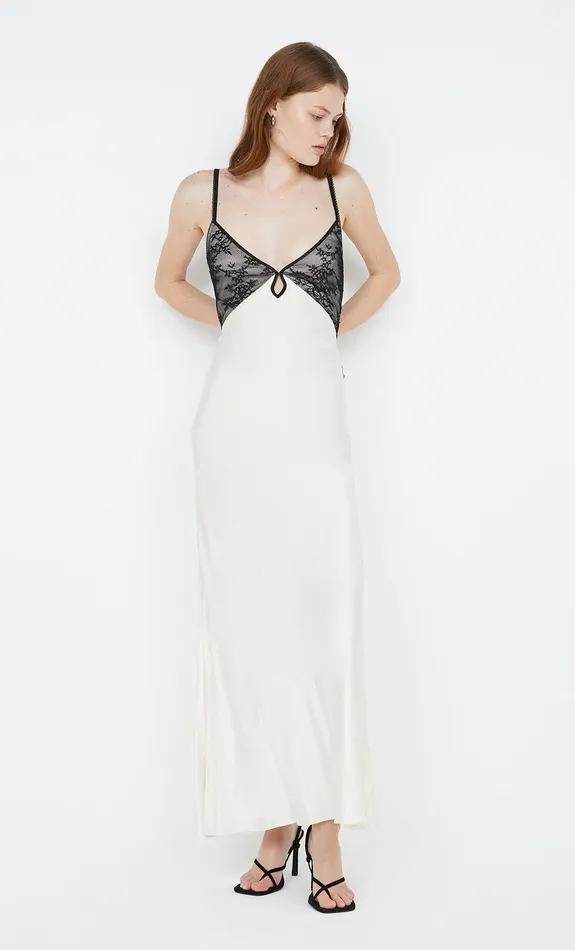 Bec Bridge Maxi Dresses TEREZA KEYHOLE DRESS Ivoryblack 8211 Women