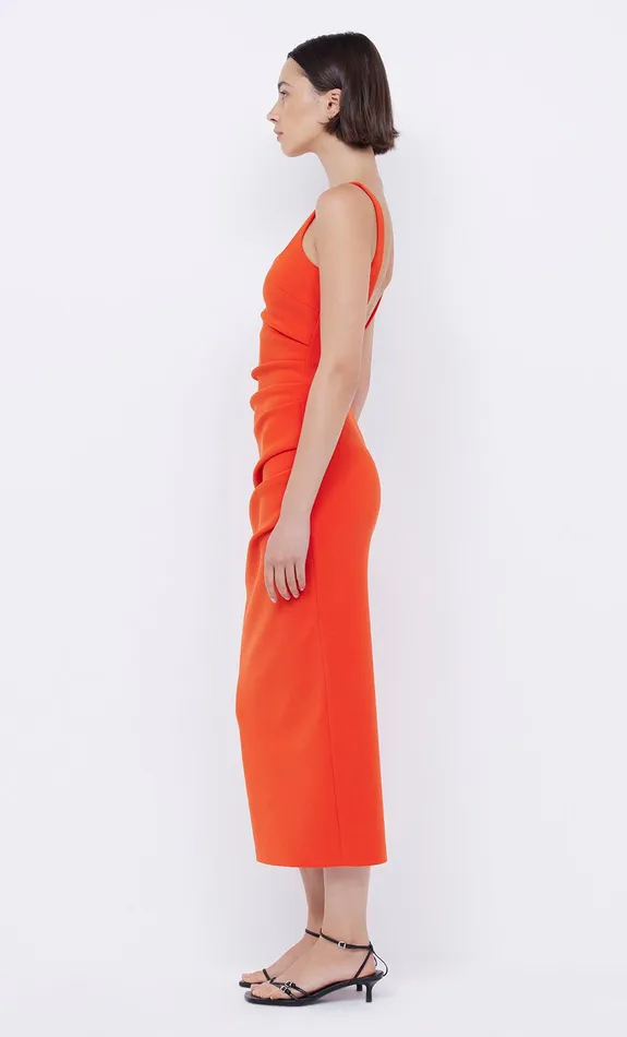 Bec Bridge Midi Dresses KARINA TUCK MIDI DRESS Fire Red 8211 Women