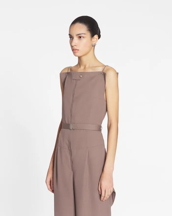 Belted Bustier Jumpsuit Marron Glace Women Lanvin Dresses Belted Bustier Jumpsuit Marron Glace Women Lanvin Dresses