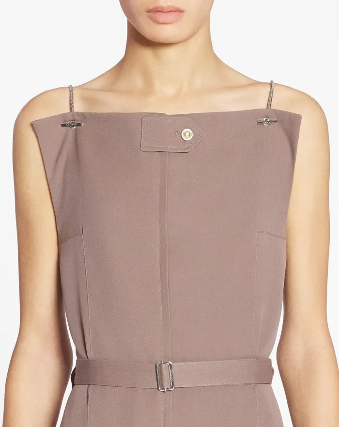 Belted Bustier Jumpsuit Marron Glace Women Lanvin Dresses Belted Bustier Jumpsuit Marron Glace Women Lanvin Dresses