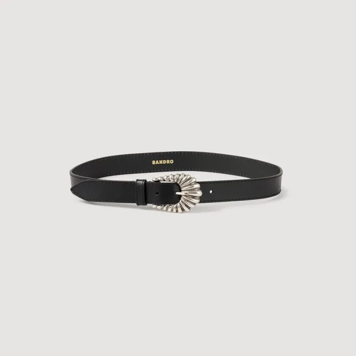 Belts Women SANDRO Leather Belt Black