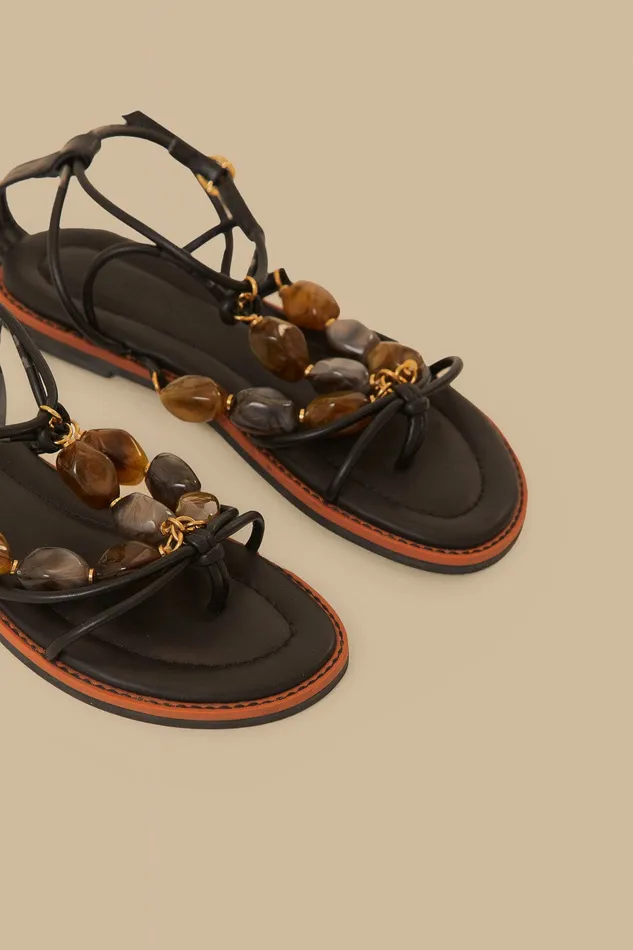 Black Gem Straps Sandal Women Farm Rio Sandals