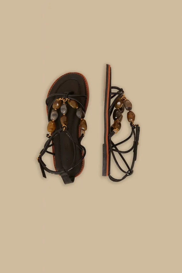 Black Gem Straps Sandal Women Farm Rio Sandals