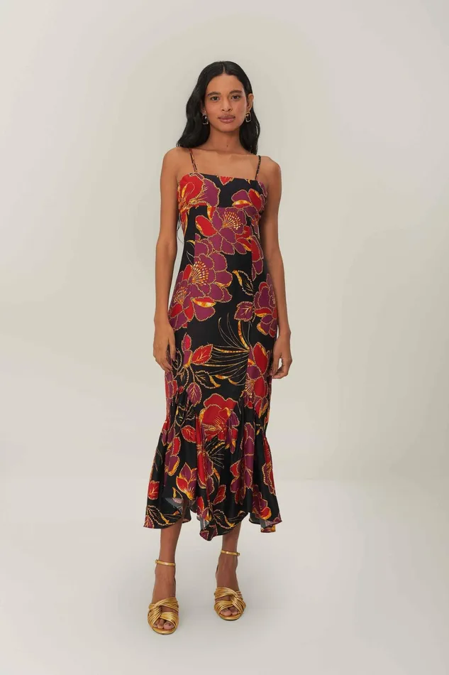 Black Shiny Chita Lenzing Ecovero Maxi Dress Women Farm Rio Maxi Dresses