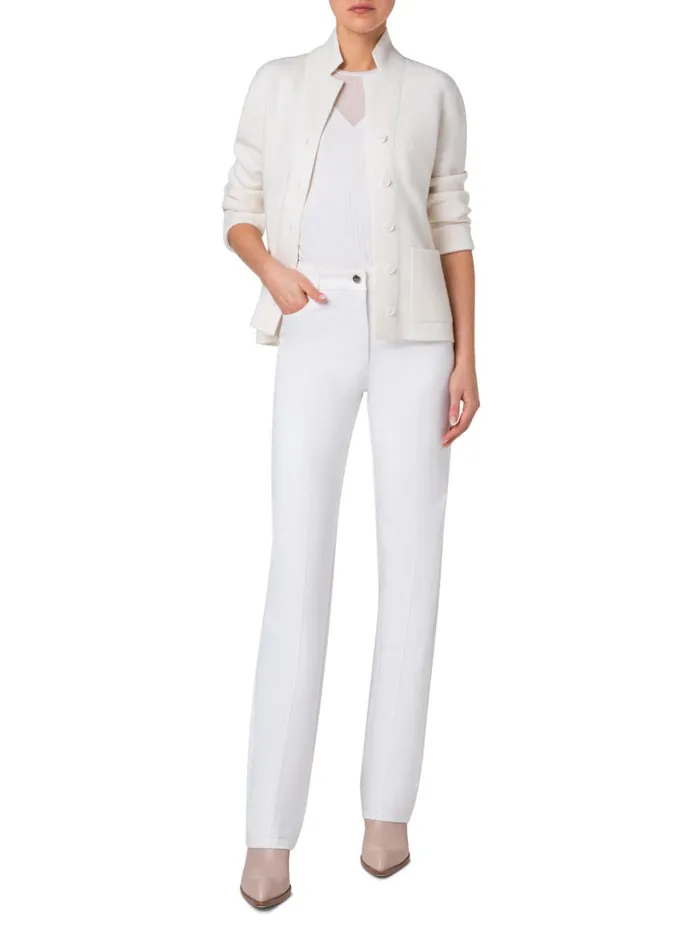 Blazer Style Cashmere Knit Cardigan Ecru Women Akris Knitwear