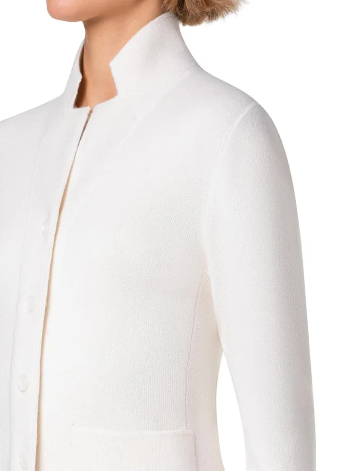 Blazer Style Cashmere Knit Cardigan Ecru Women Akris Knitwear
